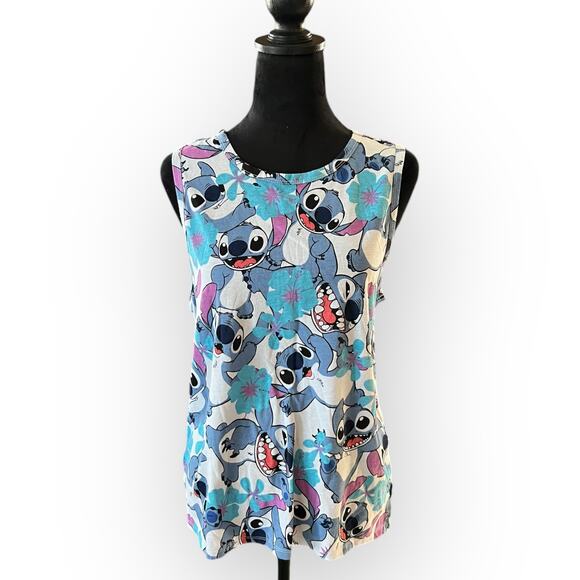 Disney Women's Light Blue All Over Stitch Graphic Print Tank Top Size XL - Picture 1 of 11